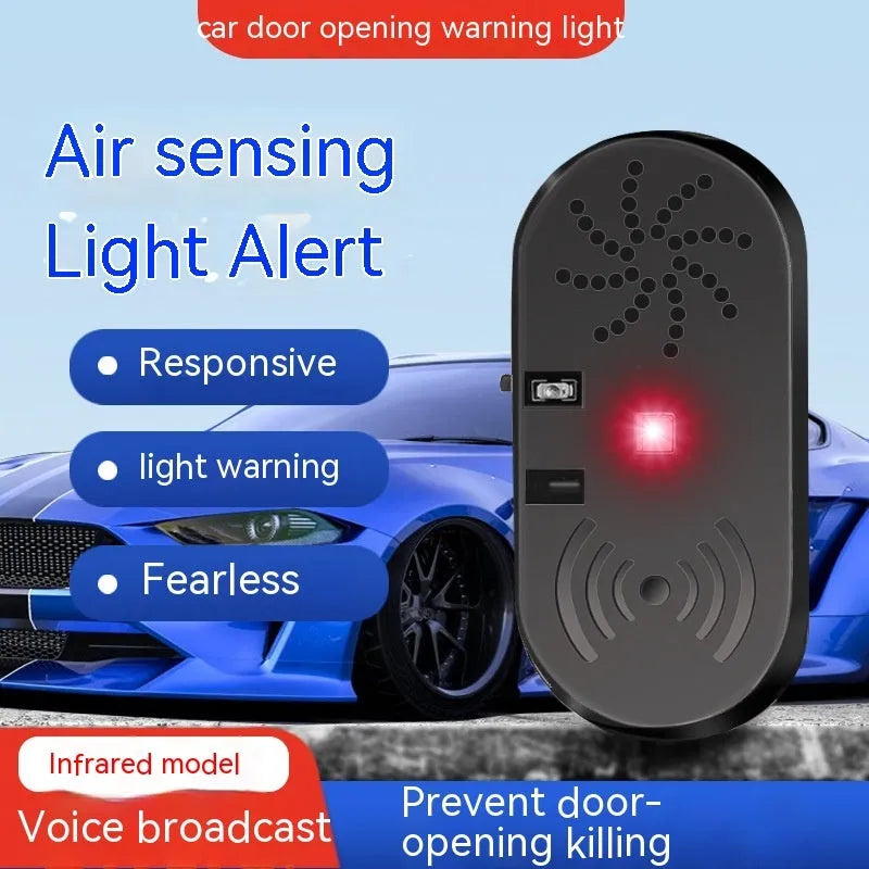 Black ABS car door open reminder alarm with infrared sensor and USB connection