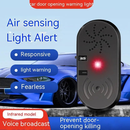Black ABS car door open reminder alarm with infrared sensor and USB connection