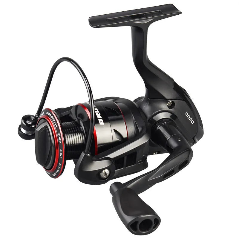 All-metal spinning fishing reel shown with series size options 2000, 3000, 4000, 5000.