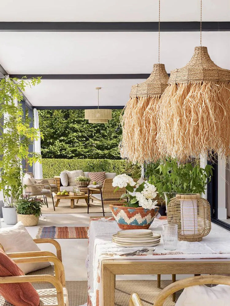 50cm diameter Southeast Asian style restaurant chandelier made from wild vetch and willow weaving