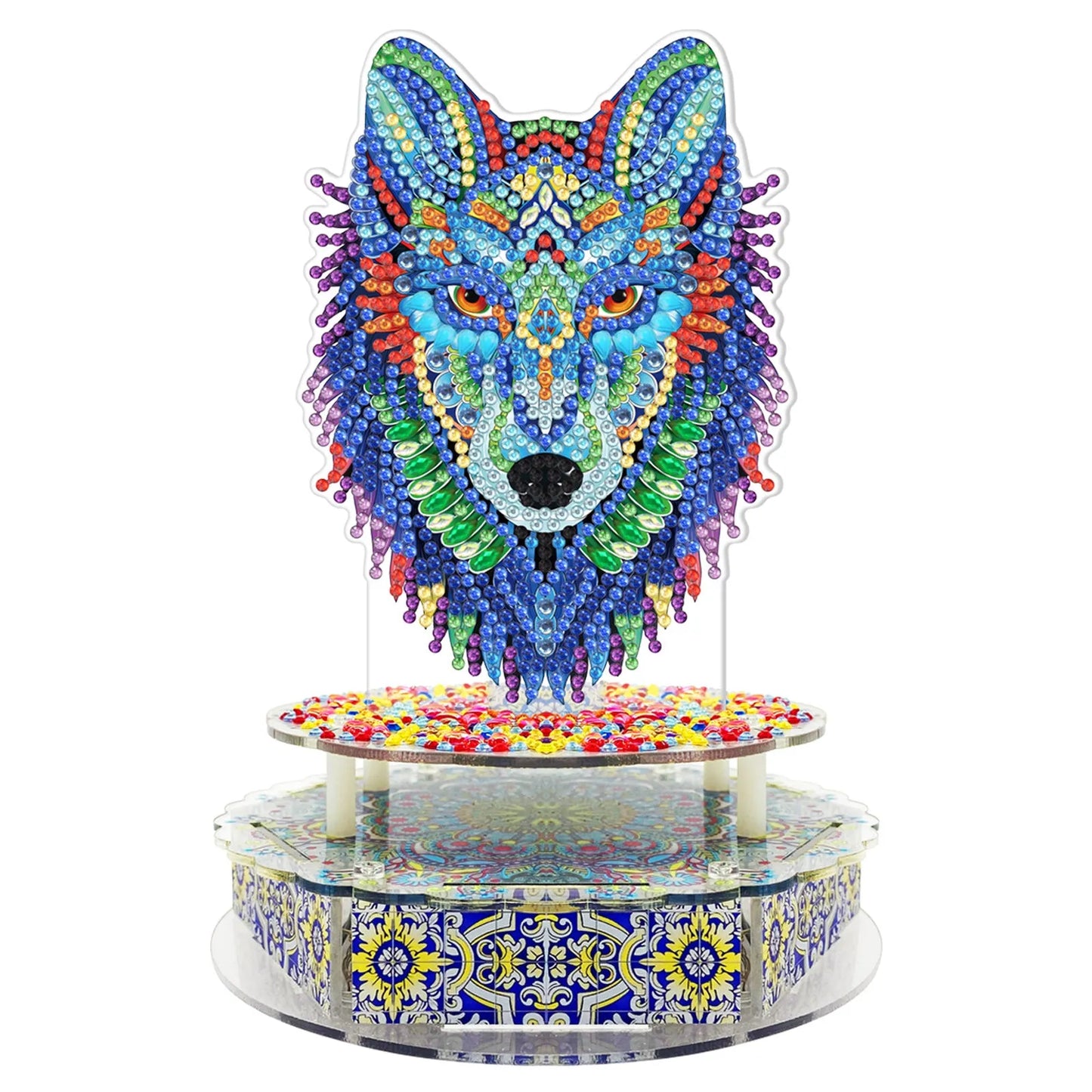 Handmade DIY diamond painting music box kit with light string and assembly tools for Halloween and Easter decoration