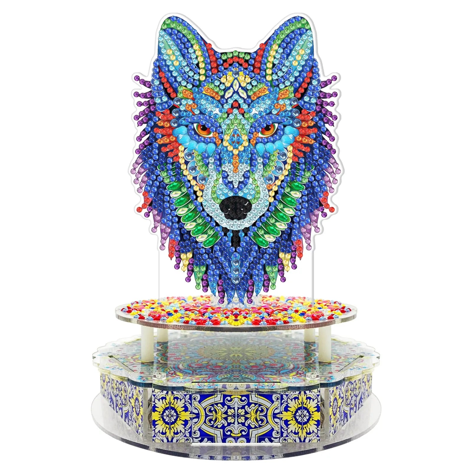 Handmade DIY diamond painting music box kit with light string and assembly tools for Halloween and Easter decoration