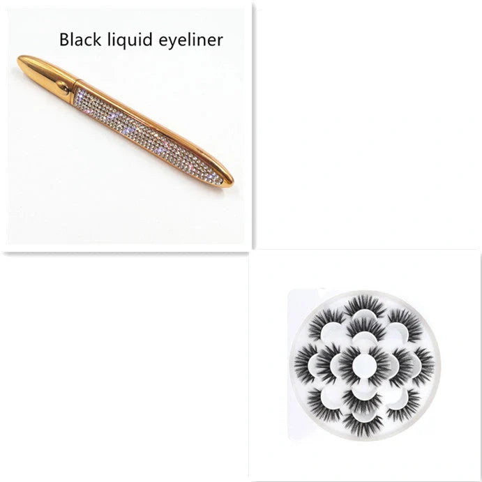 Self-adhesive false eyelashes with multicolour eyeliner for easy application and vibrant looks