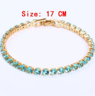 Cubic Zirconia Tennis Bracelet with AAA+ stones and copper box chain in various colours