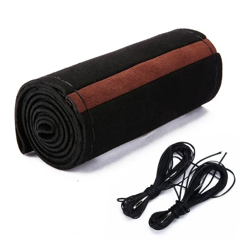 Suede wool microfiber automobile steering wheel cover with 38cm diameter universal fit
