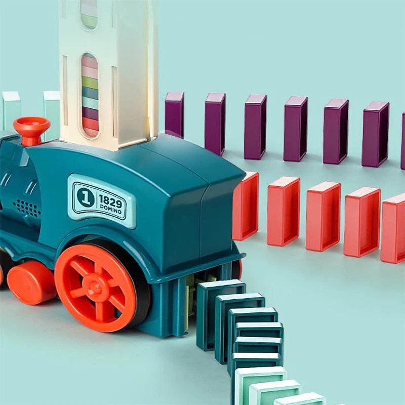 Automatic Licensing Dominoes Electric Train Set for infants with 100 dominoes