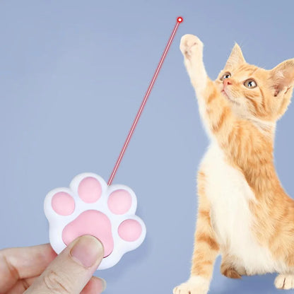 USB rechargeable infrared cat teaser toy with key chain in black or pink measuring 5x2.5 cm