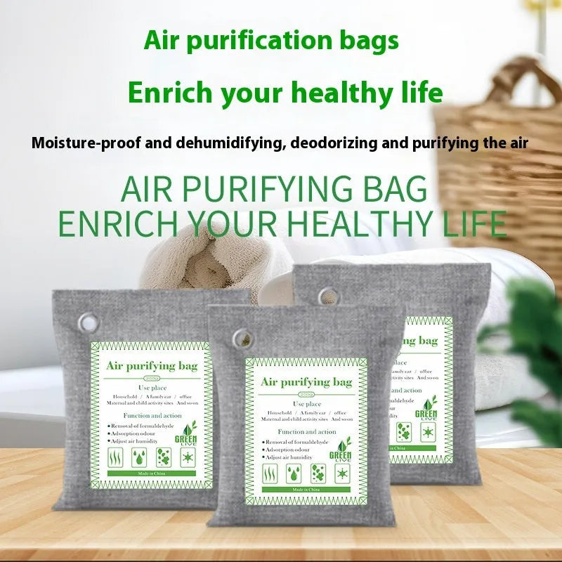 Bamboo charcoal formaldehyde removal bags in sewing style packaging for household air purification