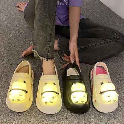 Cute panda-themed summer sandals with lamps, available in multiple colors and sizes for a comfortable, stylish, and fun summer look