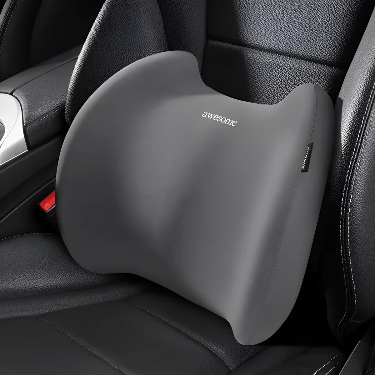 Automotive headrest and lumbar support pillow set with memory foam and geometric pattern cotton cover