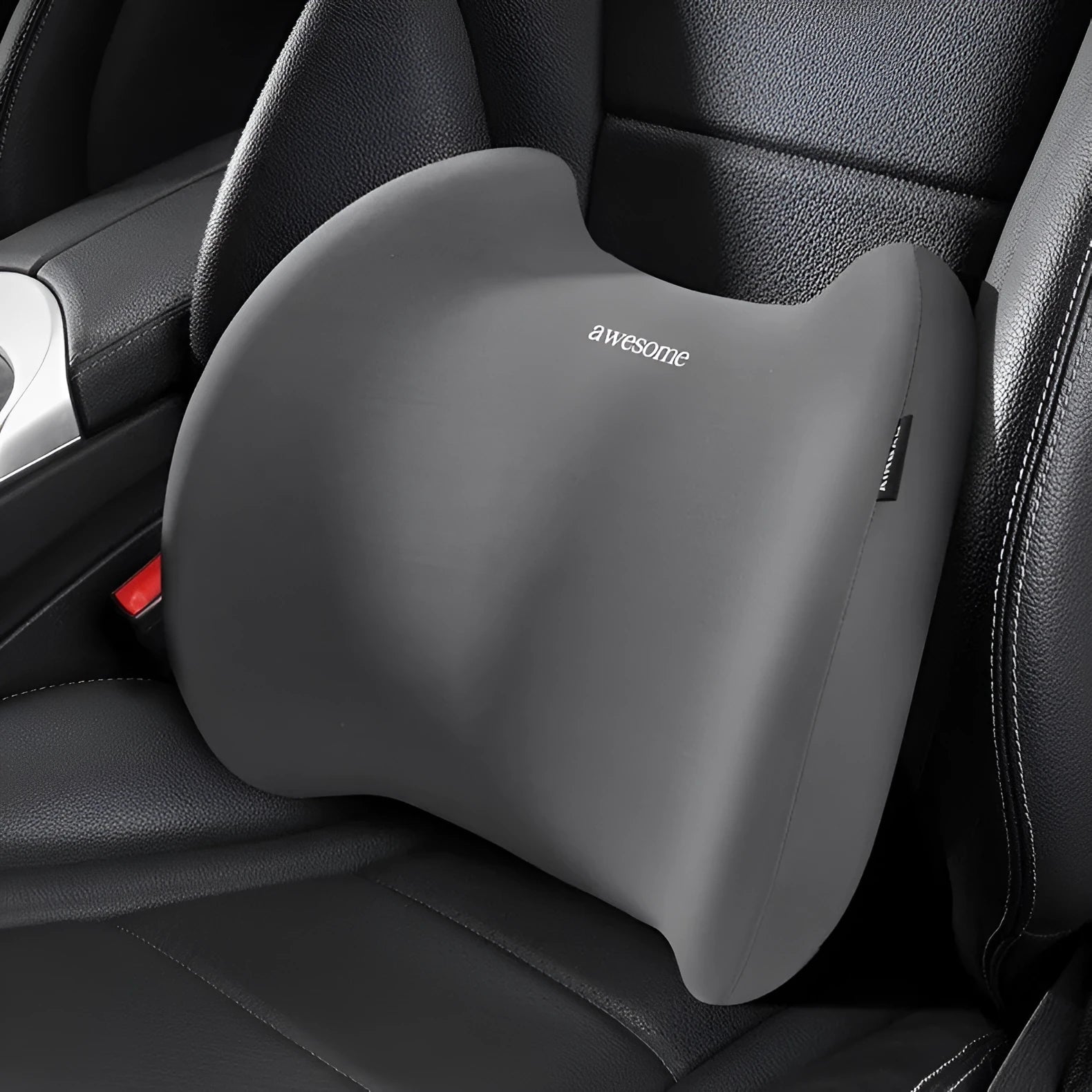Automotive headrest and lumbar support pillow set with memory foam and geometric pattern cotton cover