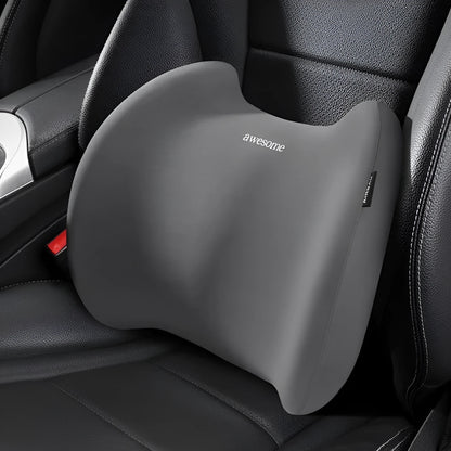 Automotive headrest and lumbar support pillow set with memory foam and geometric pattern cotton cover