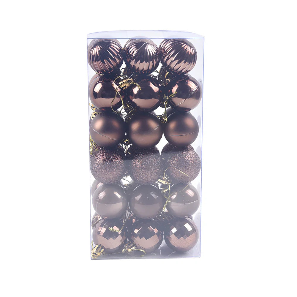 36 Christmas balls in 16 colours including rose gold and champagne gold, 4cm diameter
