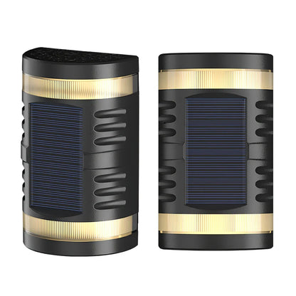 Solar-powered outdoor wall light with waterproof ABS housing measuring 90x60x151mm