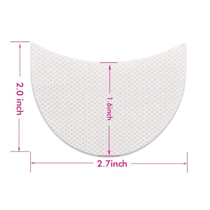 Half-moon shaped under-eye makeup shields on skin during eyeshadow application