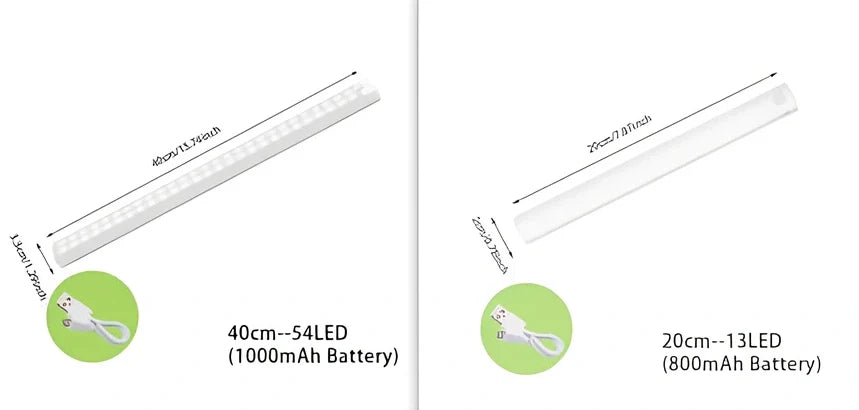 Wireless LED motion sensor night light with magnetic mounting in various sizes