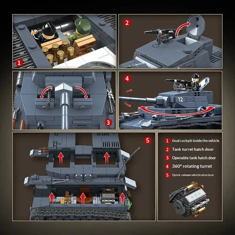 Type 4 G Tank Panzer IV plastic building block toy set for youth aged 7 to 14 years old