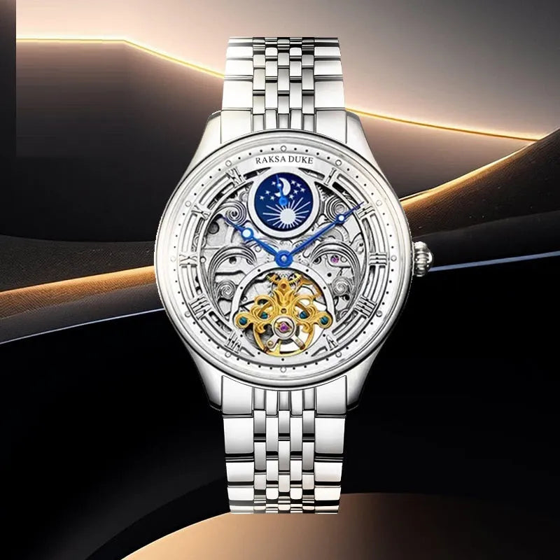 Men's business waterproof watch with stainless steel strap in multiple colour options including rose gold and white steel variants