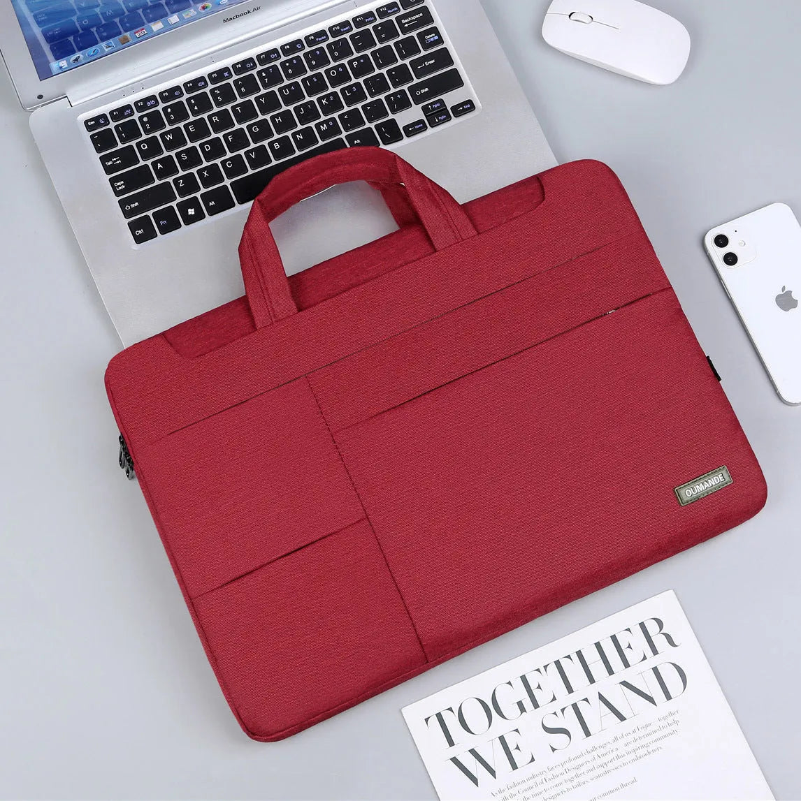 Waterproof Oxford cloth 15.6-inch laptop bag for business in dark grey with sewing line detail