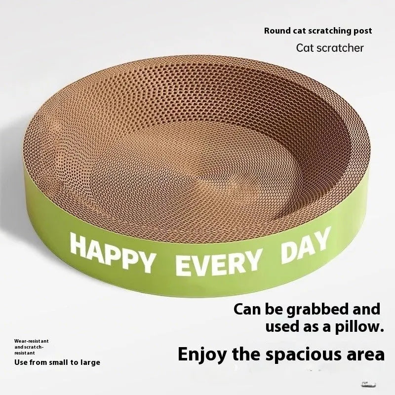 Green round cat scratching board nest bed with sisal rope surface