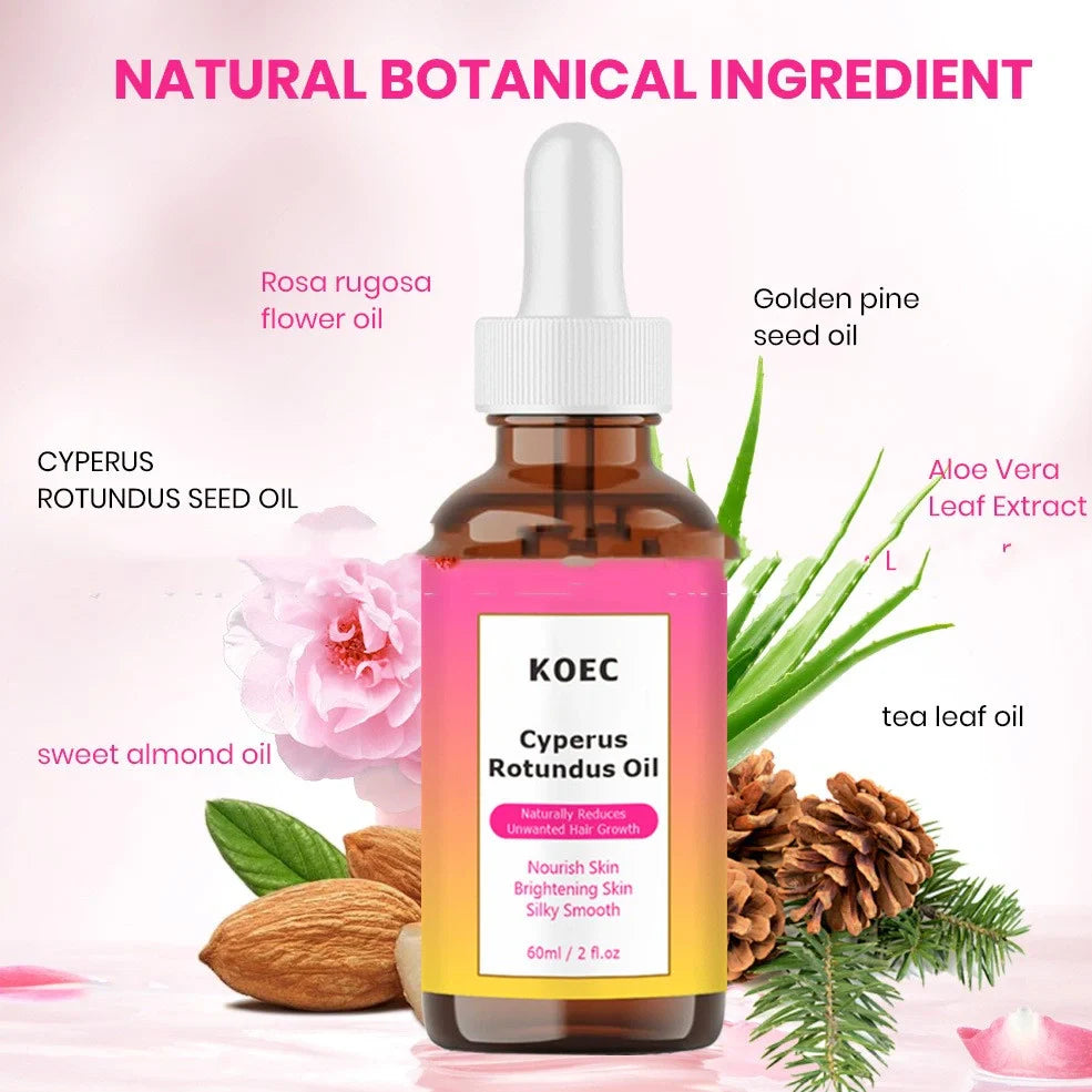 Cyperus Tuber Gentle Body Care Massage Oil bottle with 60ml capacity and natural plant extract formula