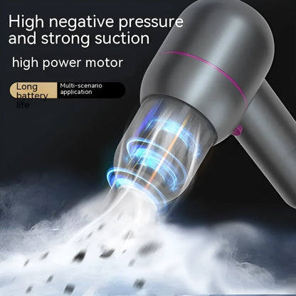 XC-06 grey portable handheld car vacuum cleaner with rechargeable battery and accessories