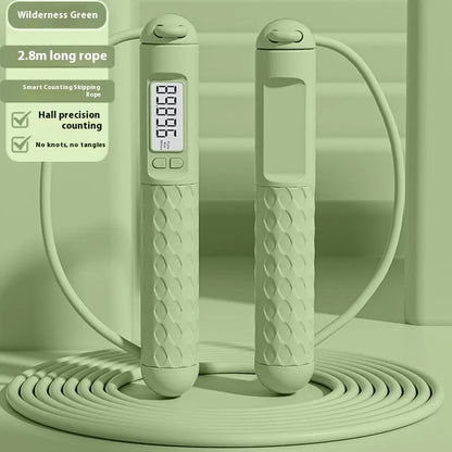 Skipping rope with bearings in various colours like black long shoelace or green cordless, made from ABS plastic for fitness use.