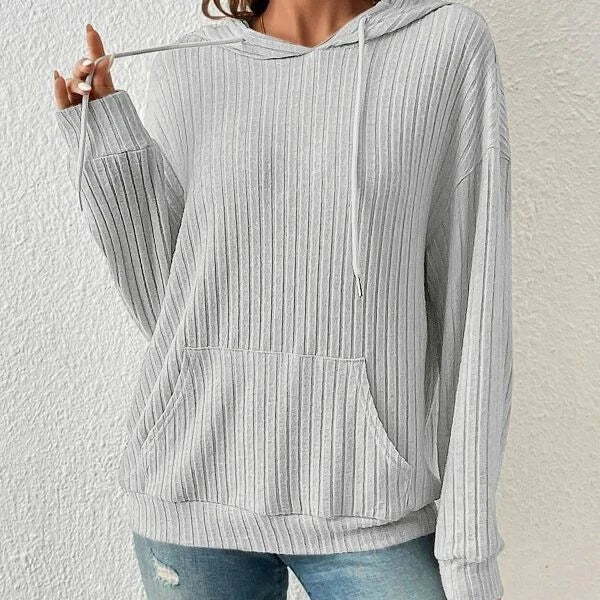 A stylish and comfortable hooded sweatshirt with drawstring and pockets, available in various colors.