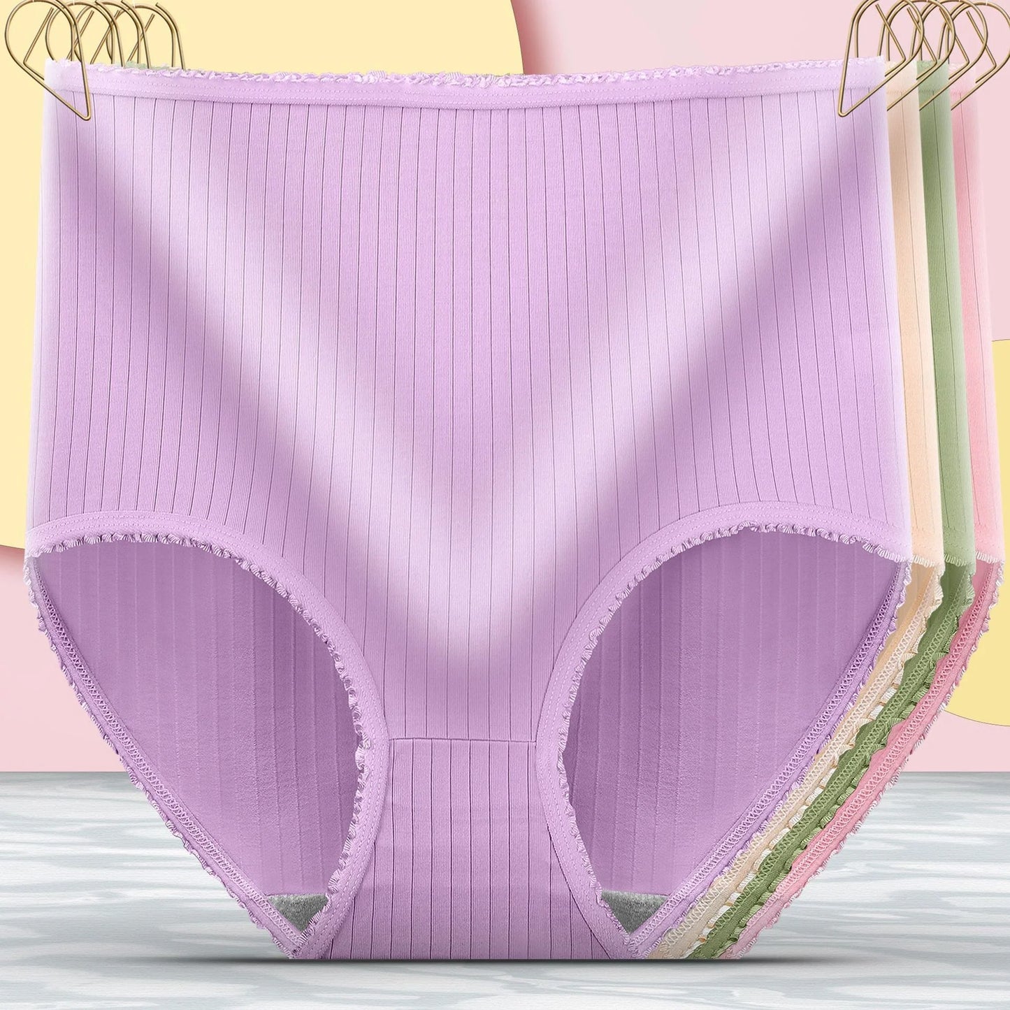 Ladies' high waist tummy control panties in milk silk for a smooth, comfortable fit