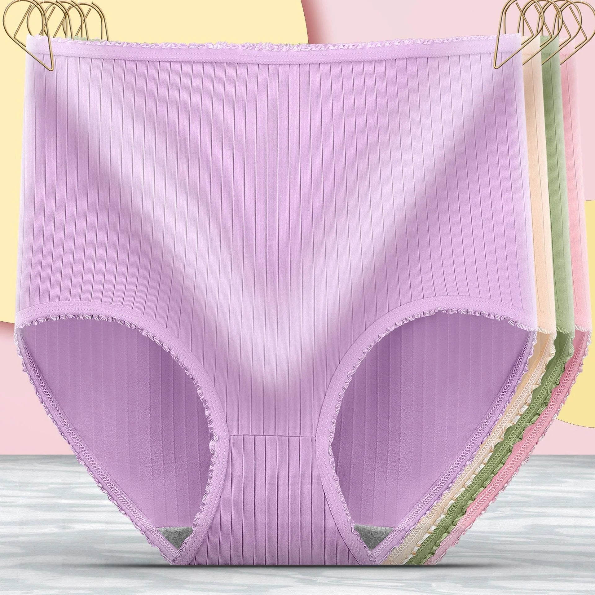 Ladies' high waist tummy control panties in milk silk for a smooth, comfortable fit