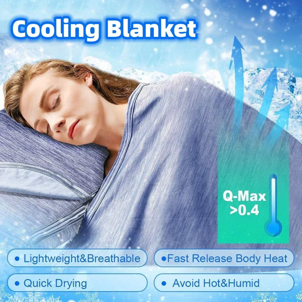 Premium Cooling Blanket with Japanese Q-Max 0.4 Cooling Fiber Technology for Comfortable and Refreshing Sleep