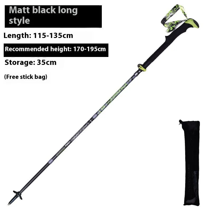 Carbon fibre folding climbing cane with 5-section tube and tungsten steel tip