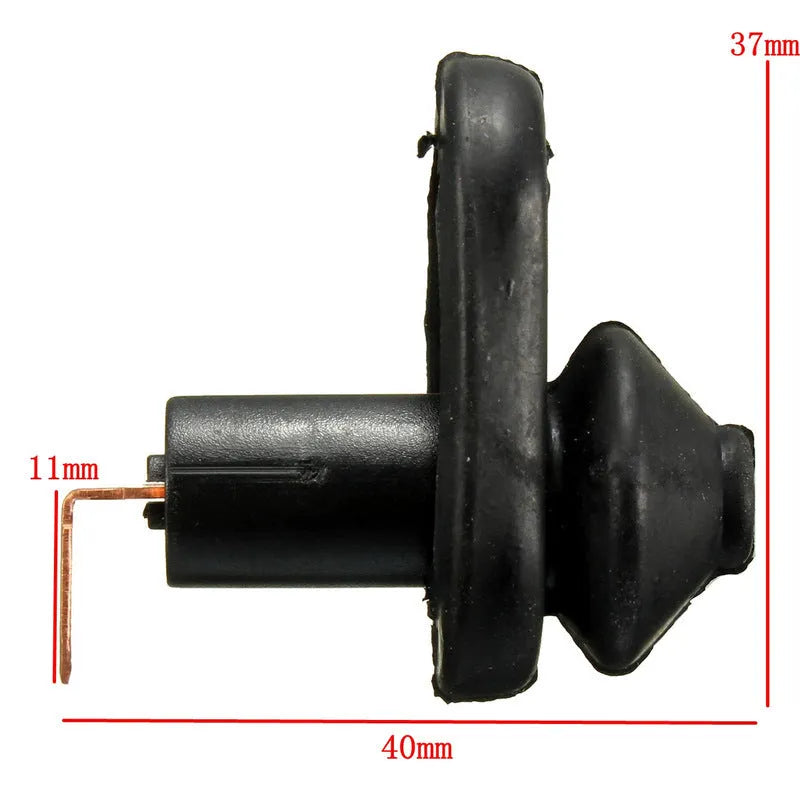 Black universal car interior door light switch made of plastic and metal.