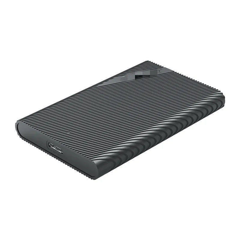 Black 2.5-inch SATA external hard drive case with USB 3.0 Micro-B, 5Gbps, 4TB support, 128x80x15mm