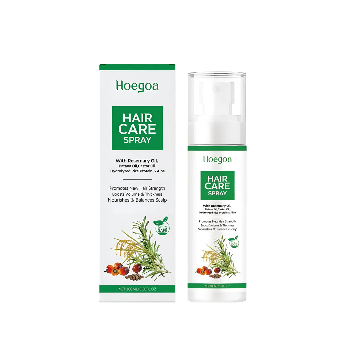 100ml bottle of natural hair growth spray with ginger and rosemary oils.