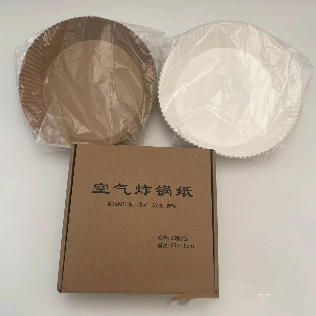 Disposable air fryer liners made from high-quality parchment paper, designed to keep your air fryer clean and your meals healthy