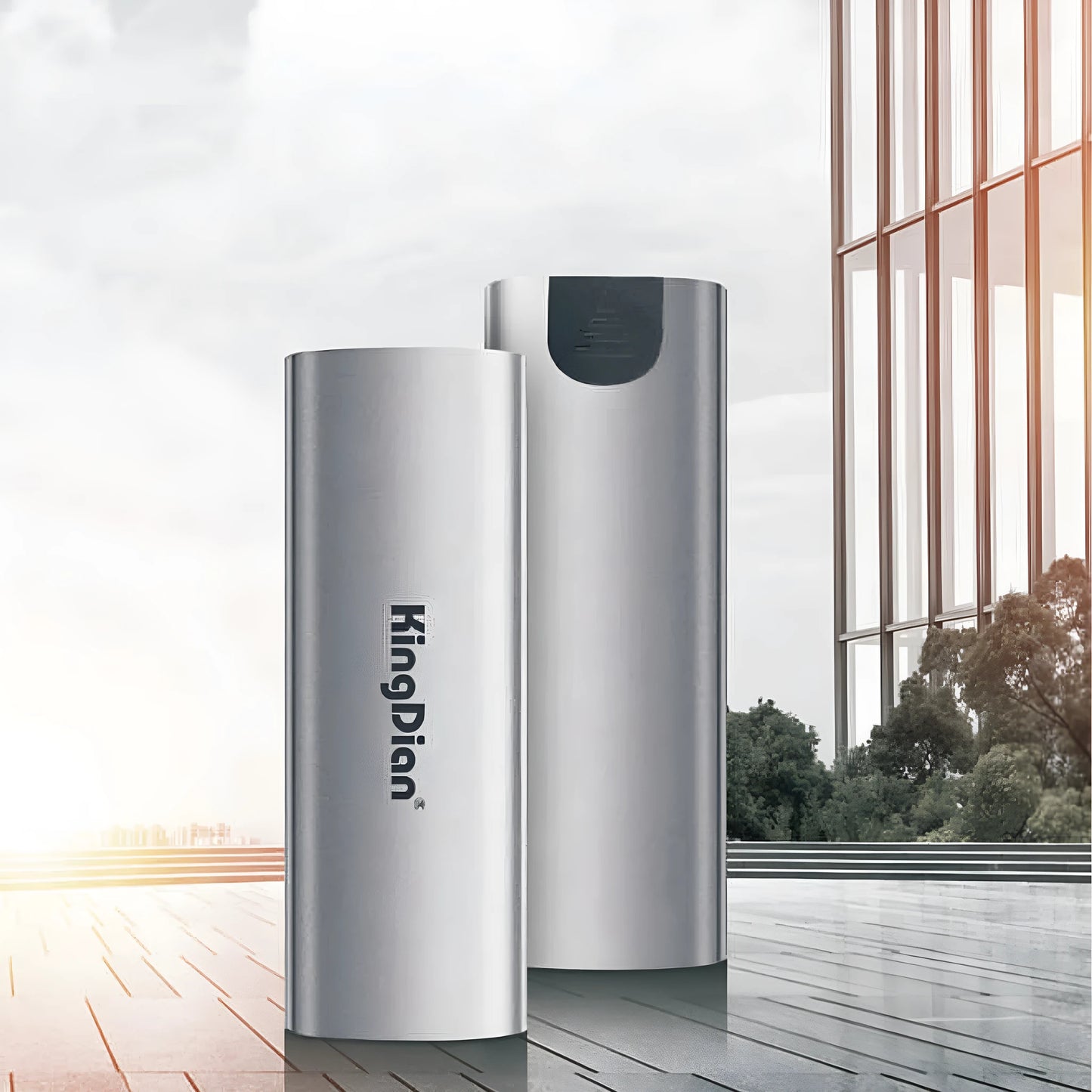 Grey external SSD with USB 3.0 interface for mobile phone direct connection