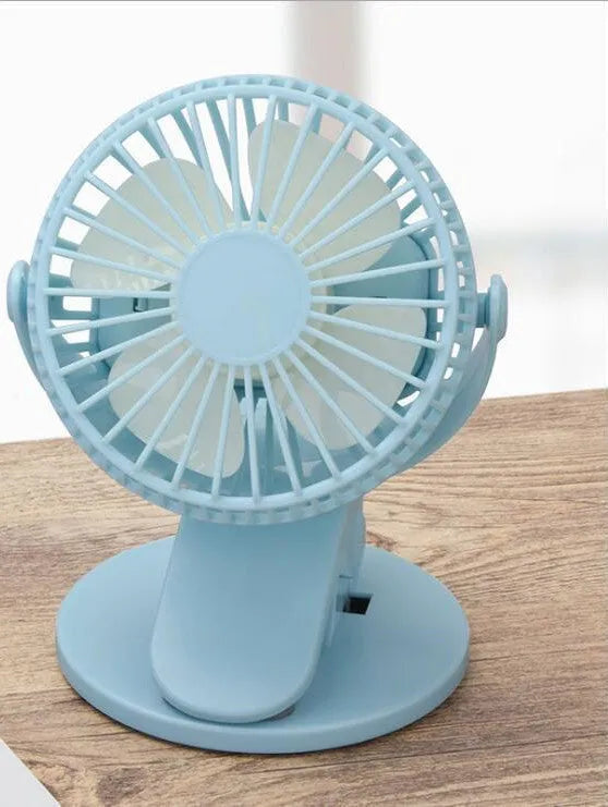 USB rechargeable mini clip fan in white with brushless motor and battery options