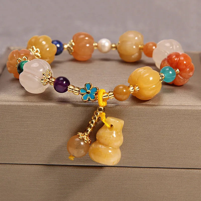 Korean-style multi-layer crystal bracelet for women with natural garnet and various gemstone pendants