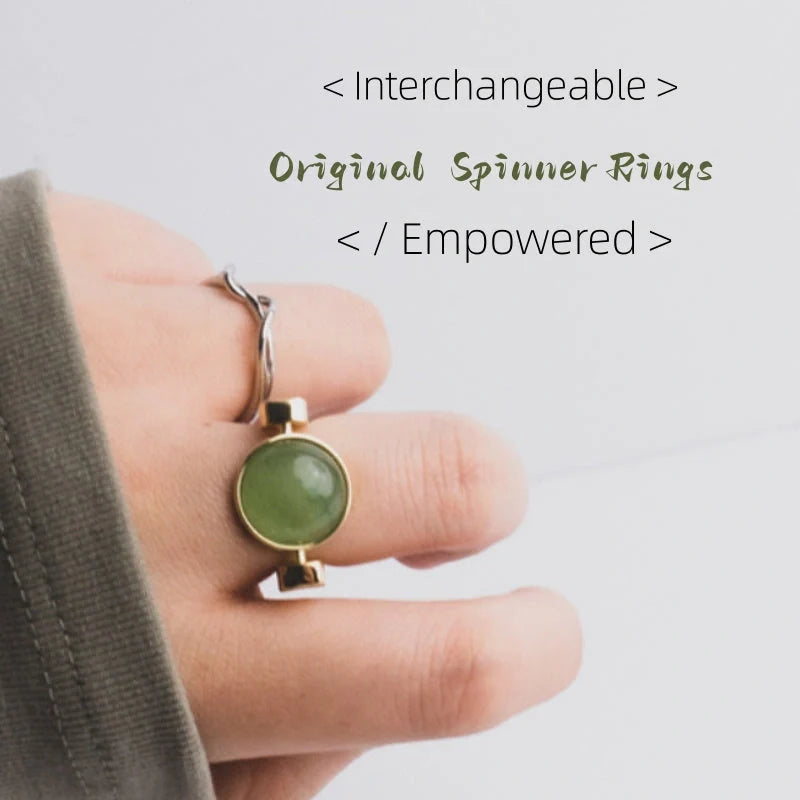 Original Fidget Spinner Ring with natural stone spinner for stress relief
