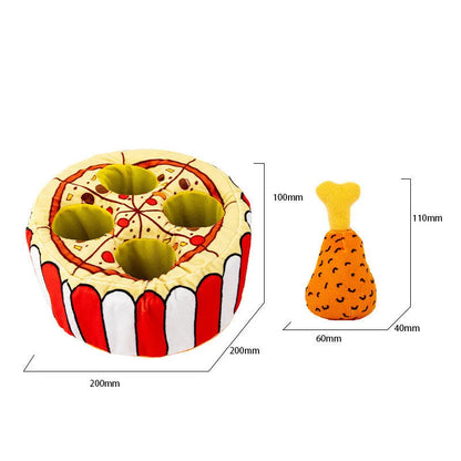 Plush chicken leg dog toy with interactive sound and food leakage puzzle, Tibetan Chicken Leg Warmer colour.