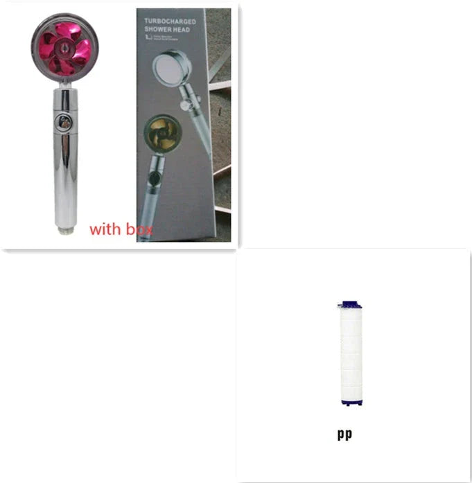 360° Rotating Shower Head with Built-In Fan - Premium ABS Plastic Construction, Water-Saving High-Pressure Spray