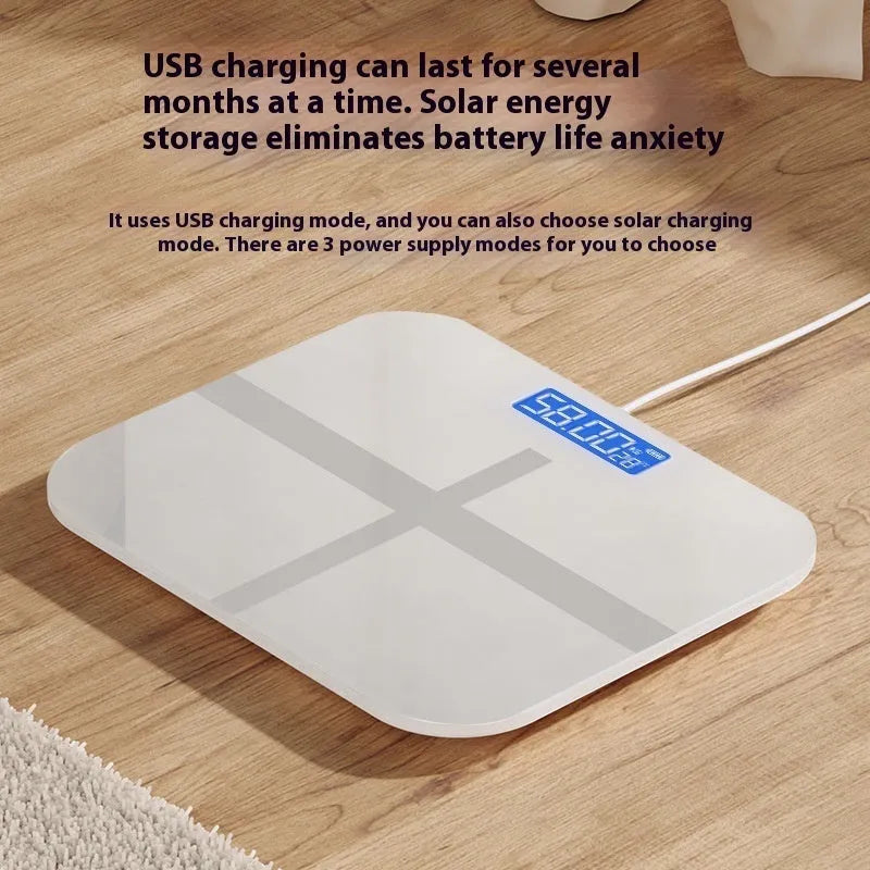 Household human body weighing scale in Cross Ice Crystal White colour with 26x26 cm platform and multiple power options