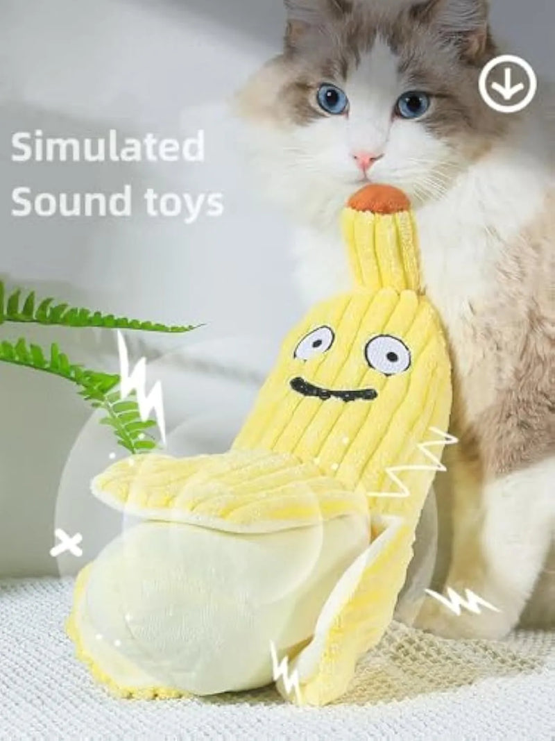 Banana cat crinkle toy catnip crinkle sound toys fruit cat chew toy corn cat toy for indoor kitten exercise soft and durable, 13 inch soft plush cat toy with crinkle paper sound and catnip filling.