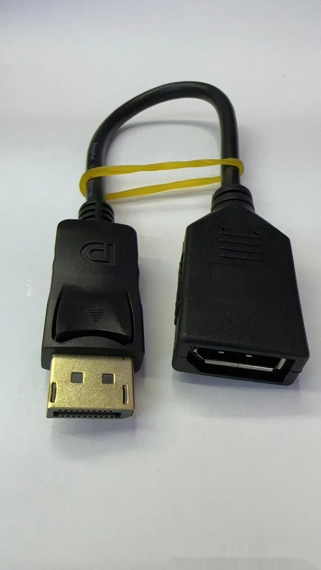 Black DisplayPort DP male to female extension cable approximately 10cm long