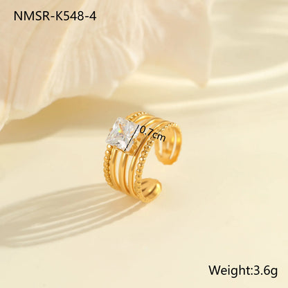 Gold electroplated stainless steel ring with heart shape design and open mouth fitting