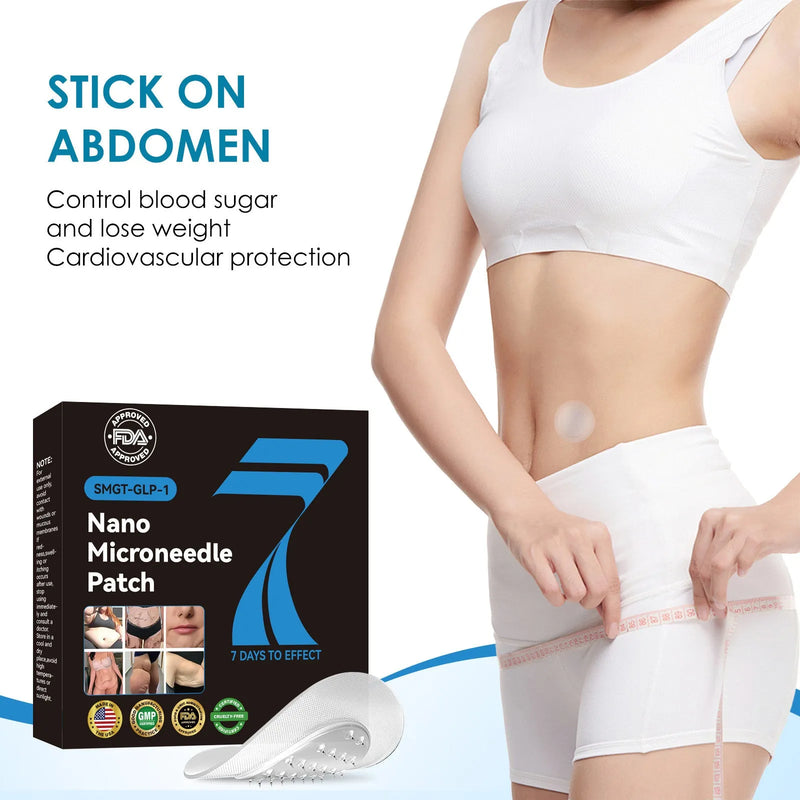 GLP-1 compact micro needle body management patch set of 4 tablets for shaping and weight management, convenient at-home use for male and female users seeking non-invasive support