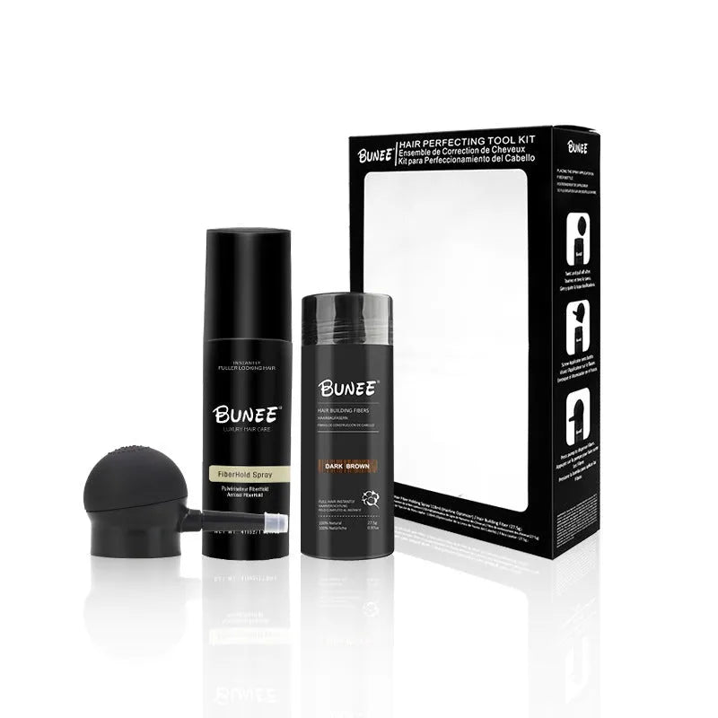 Hair fibre powder 275g can with specialised applicator nozzle and shaping spray for sparse hair coverage