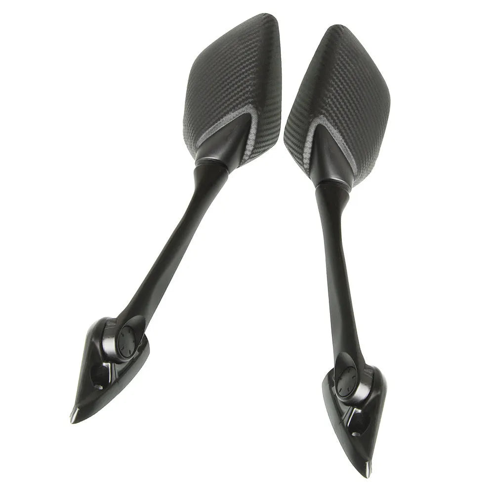 Pair of motorcycle rearview mirrors for Yamaha R3 R25 2013-2017, aluminium rod, ABS shell, black or carbon pattern