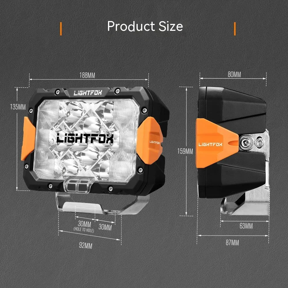 Black aluminium LED front bumper lights for off-road vehicle installation
